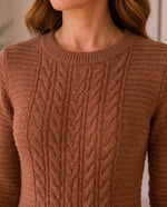 Colette Sweater Dress for Women - Cable Knit Maxi Long Sleeve - Brown | Auburn Row