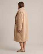 Delphine Teddy Coat for Women - Longline Notched Collar Fleece - Khaki | Auburn Row