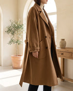 Adeline Elegant Long Coat for Women – Brown