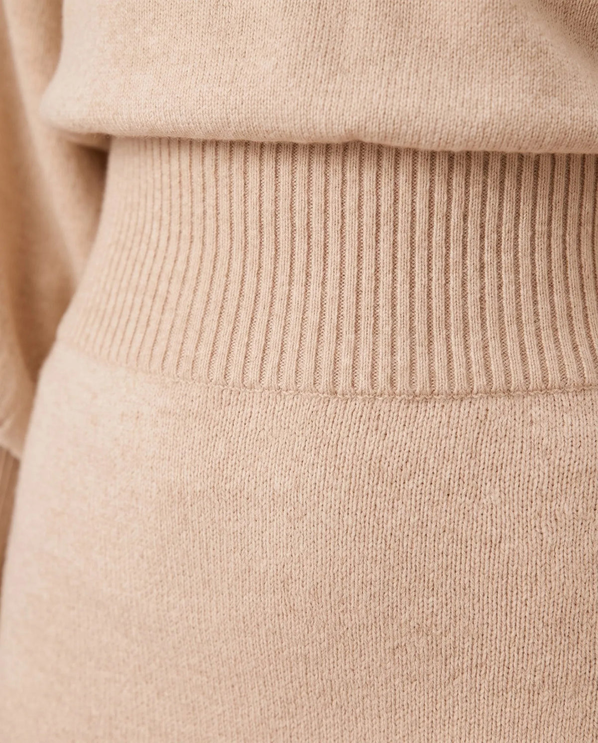 Elodie Knit Midi Dress for Women - Fitted Ribbed Turtleneck - Beige