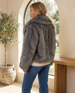 Beatrix Fluffy Lapel Jacket for Women – Grey