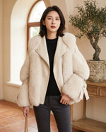 Faye Cropped Fluffy Winter Jacket for Women – Off-White