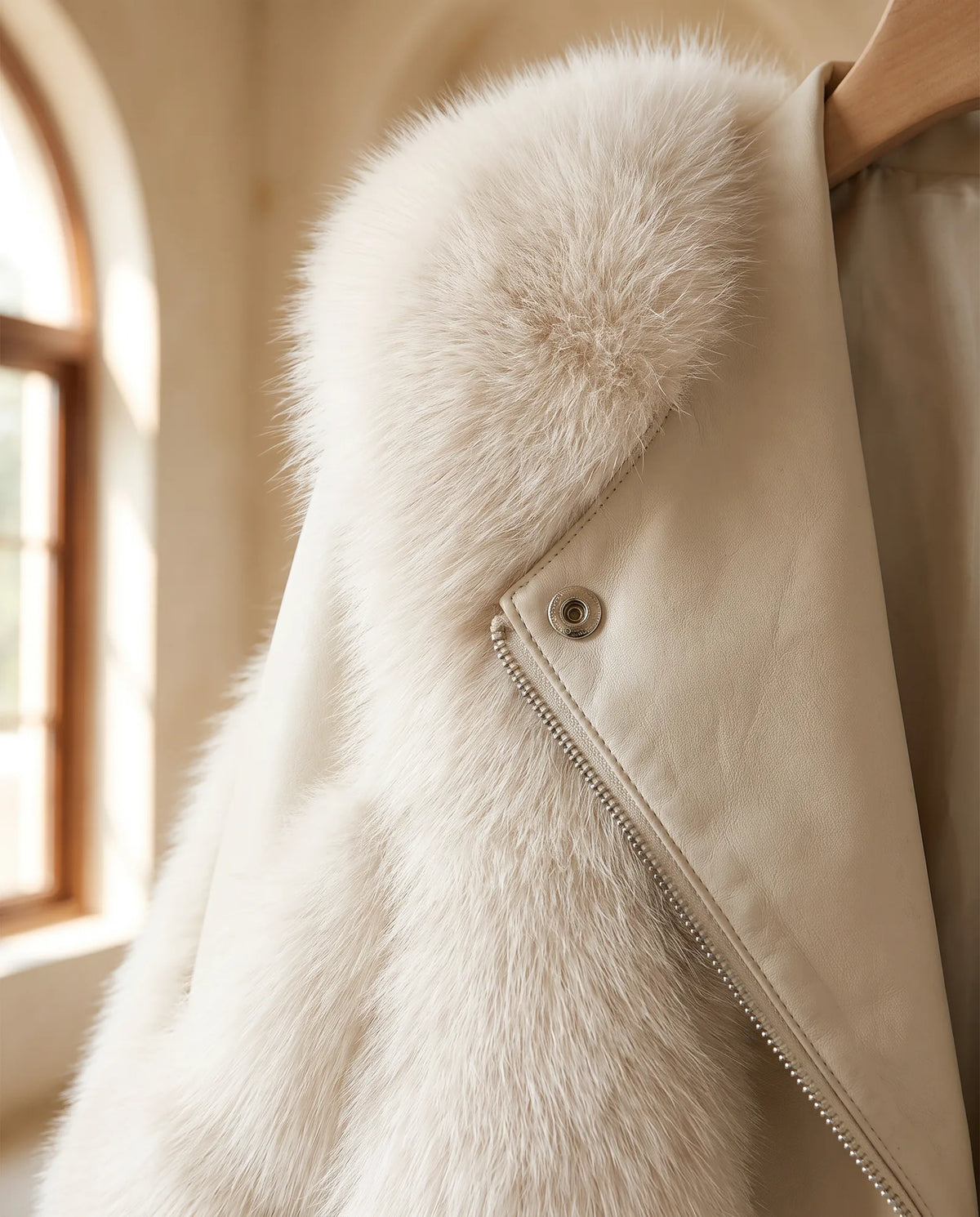 Faye Cropped Fluffy Winter Jacket for Women – Off-White