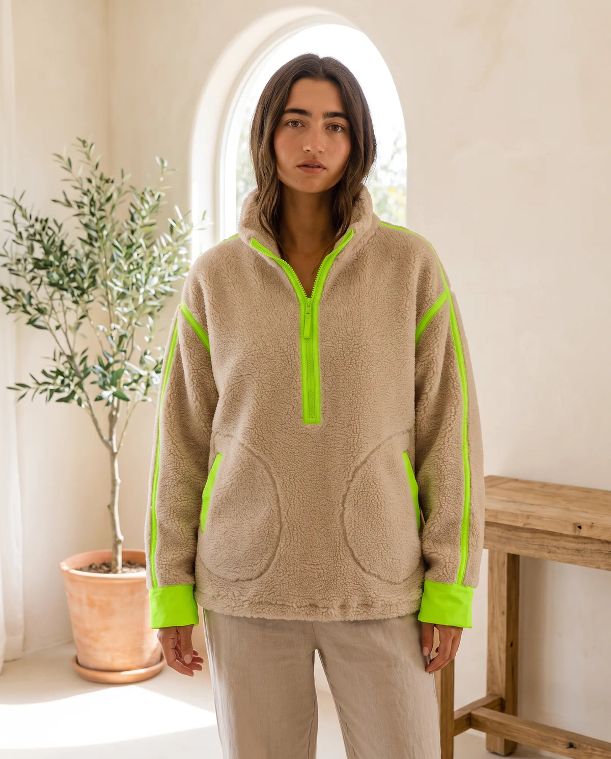 Della Half-Zip Pullover for Women – Oatmeal