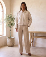 Hadley Faux Suede Jacket for Women - Oversized Shirt Jacket - Beige | Auburn Row