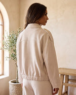 Hadley Faux Suede Jacket for Women - Oversized Shirt Jacket - Beige | Auburn Row