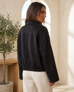 Hadley Faux Suede Jacket for Women - Oversized Shirt Jacket - Black | Auburn Row