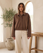Hadley Faux Suede Jacket for Women - Oversized Shirt Jacket - Chocolate Brown | Auburn Row