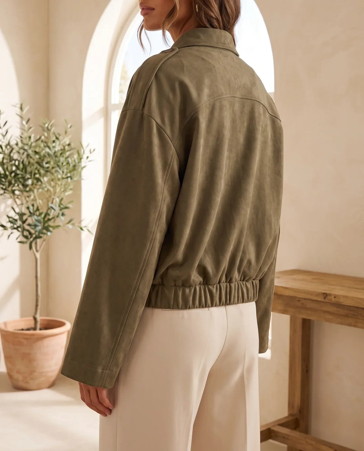 Hadley Faux Suede Jacket for Women - Oversized Shirt Jacket - Green | Auburn Row
