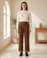 Tilda High Waist Wide Leg Pants for Women – Brown