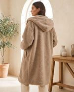 Elsie Hooded Teddy Coat for Women – Beige