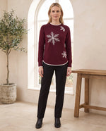 Ingrid Fair Isle Sweater for Women - Nordic Pattern Knit Pullover - Burgundy | Auburn Row