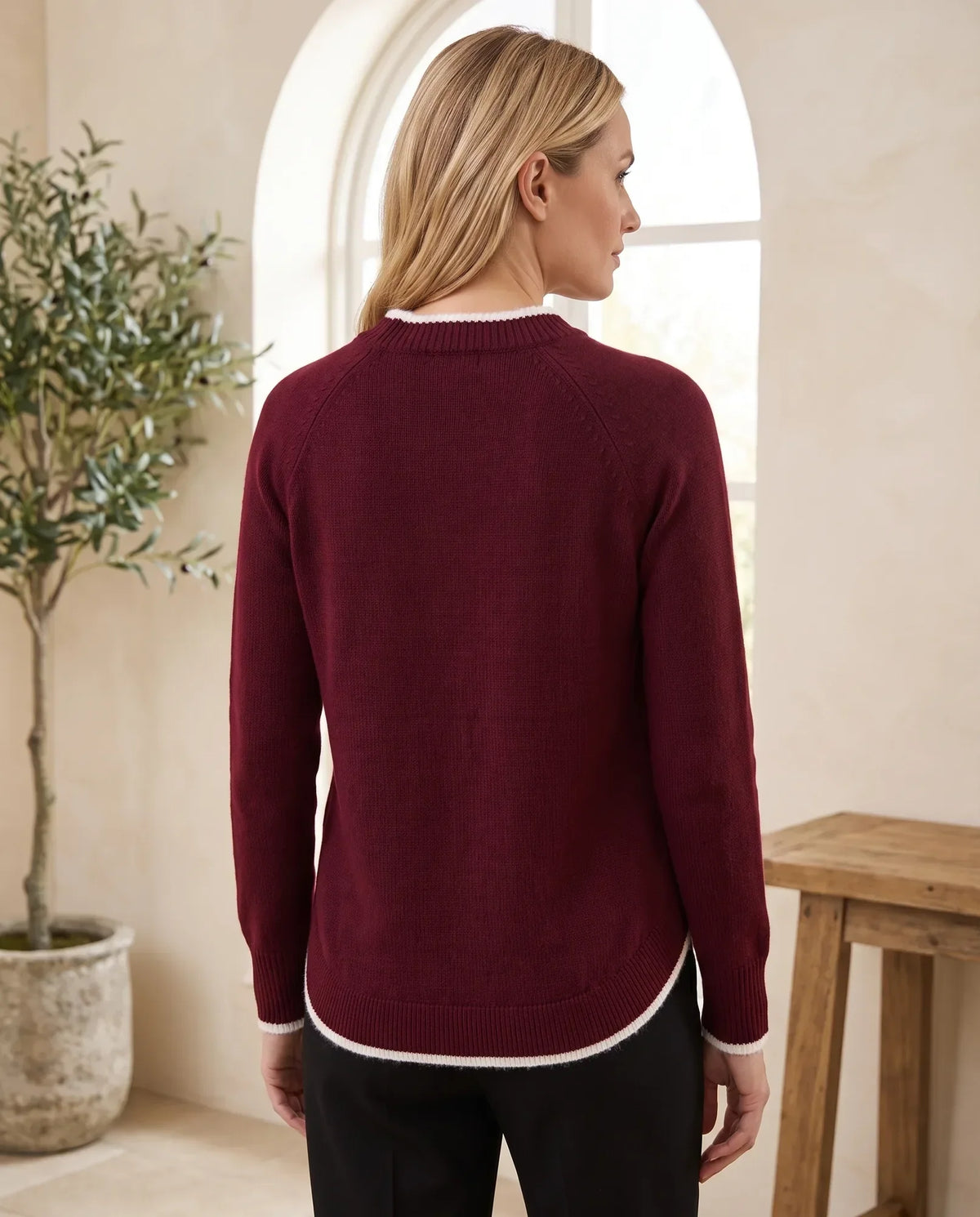 Ingrid Fair Isle Sweater for Women - Nordic Pattern Knit Pullover - Burgundy | Auburn Row