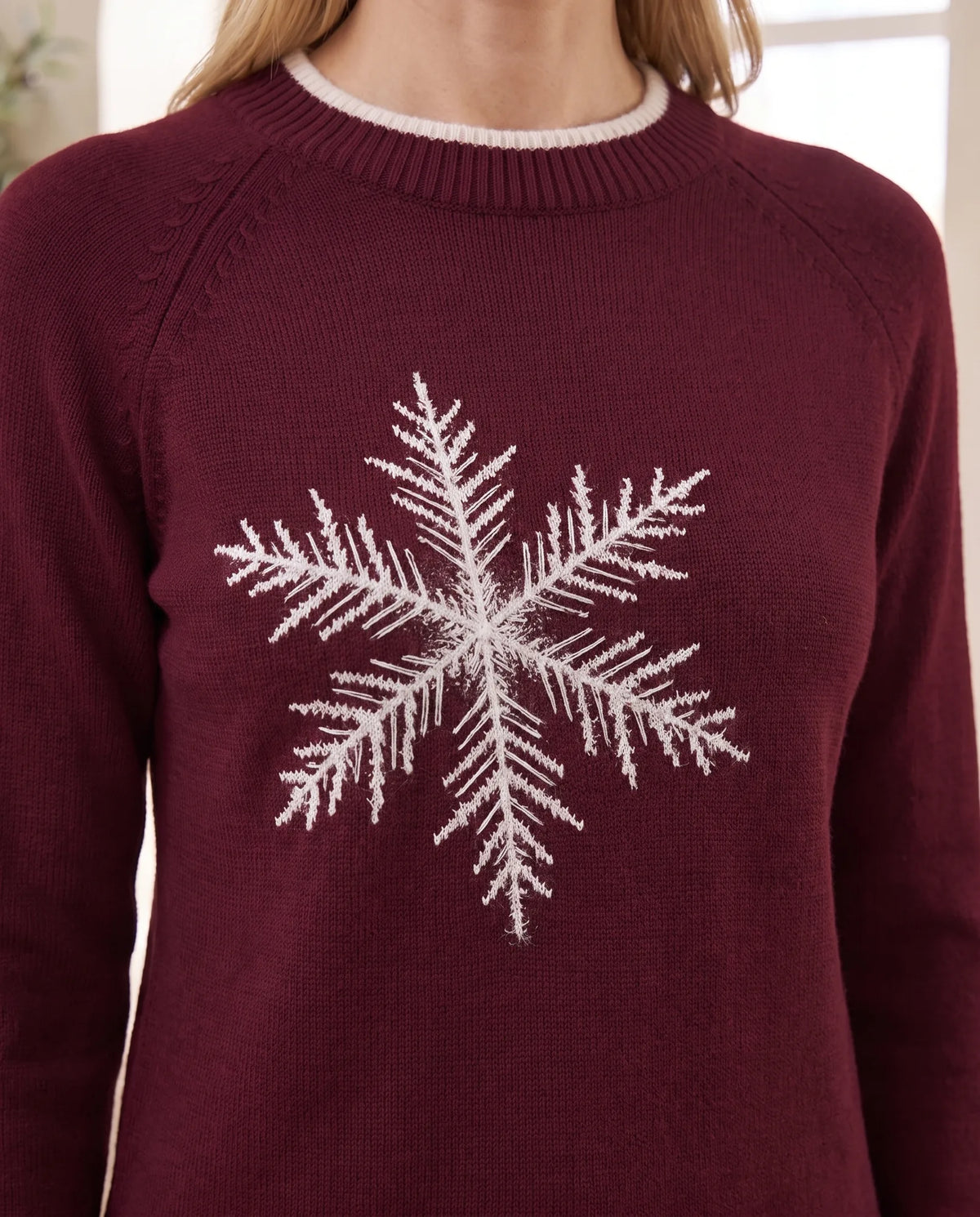Ingrid Fair Isle Sweater for Women - Nordic Pattern Knit Pullover - Burgundy | Auburn Row