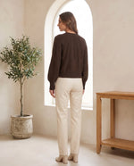 Isla Cable Knit Sweater for Women - Crew Neck Long Sleeve Jumper - Coffee Brown | Auburn Row