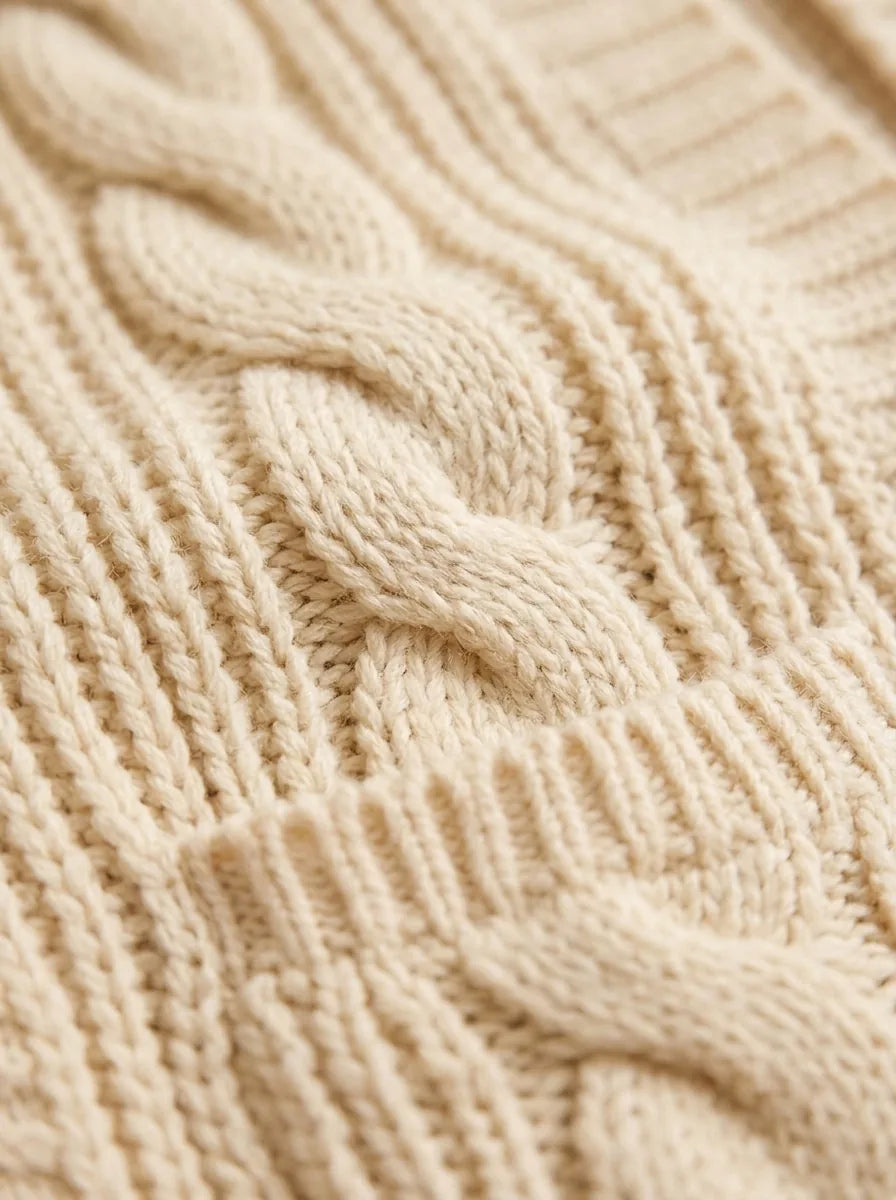 Juniper Chunky Cable Knit Cardigan for Women - Open Front Oversized with Patch Pockets - Beige | Auburn Row