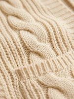 Juniper Chunky Cable Knit Cardigan for Women - Open Front Oversized with Patch Pockets - Beige | Auburn Row