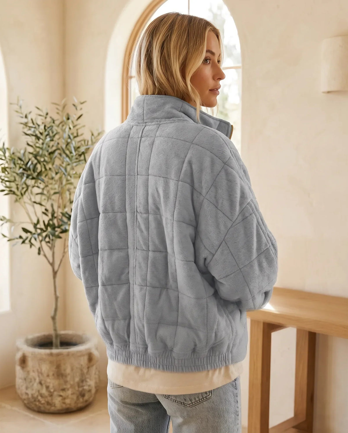 Marlowe Lightweight Quilted Jacket for Women – Light Grey