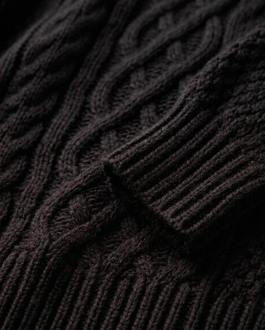 Maren Sweater Dress for Women - Oversized Cable Knit Crew Neck - Black