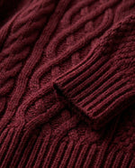 Maren Sweater Dress for Women - Oversized Cable Knit Crew Neck - Burgundy
