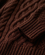 Maren Sweater Dress for Women - Oversized Cable Knit Crew Neck - Chocolate Brown