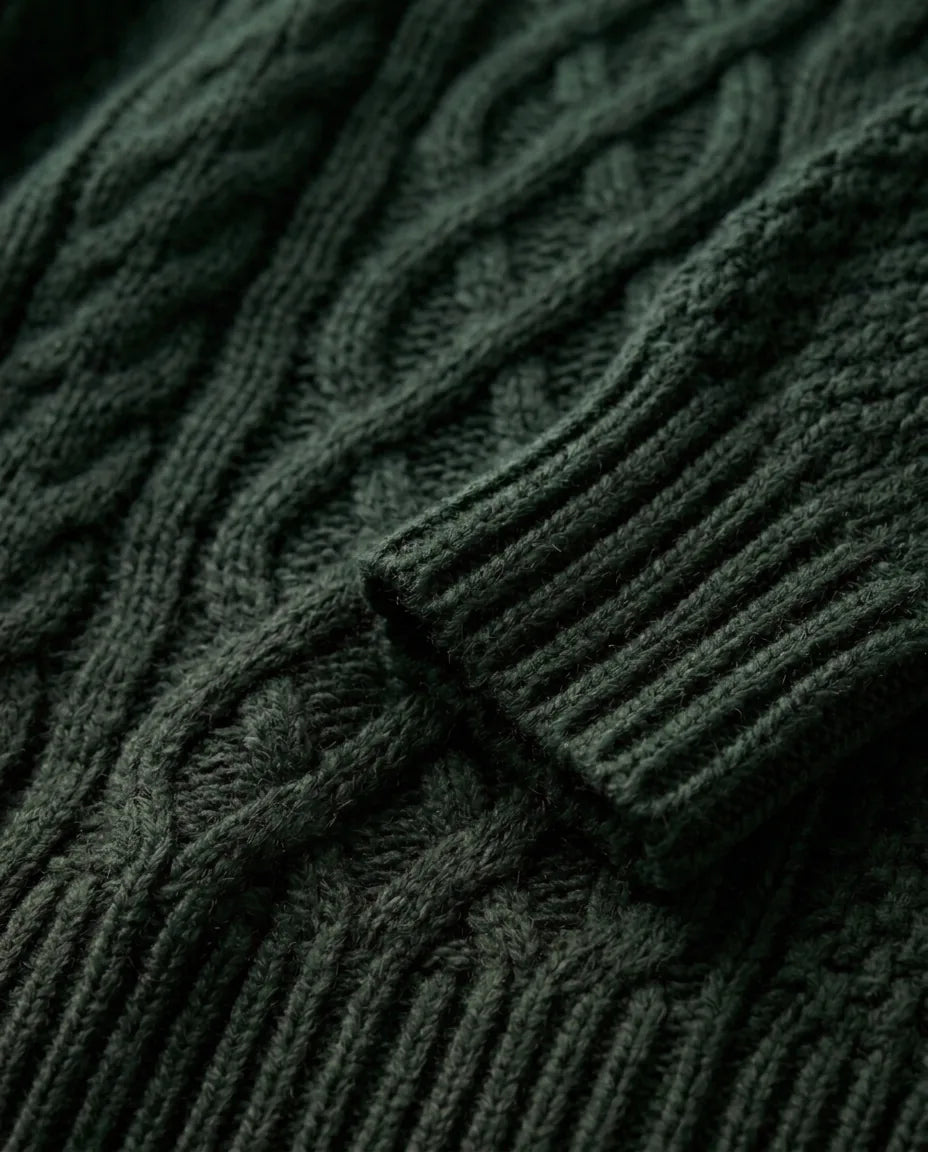 Maren Sweater Dress for Women - Oversized Cable Knit Crew Neck - Forest Green | Auburn Row