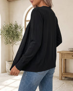 Odette Fine Knit Cardigan for Women - Button Front V-Neck - Black | Auburn Row