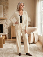 Odette Fine Knit Cardigan for Women - Button Front V-Neck - White | Auburn Row