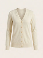 Odette Fine Knit Cardigan for Women - Button Front V-Neck - White | Auburn Row