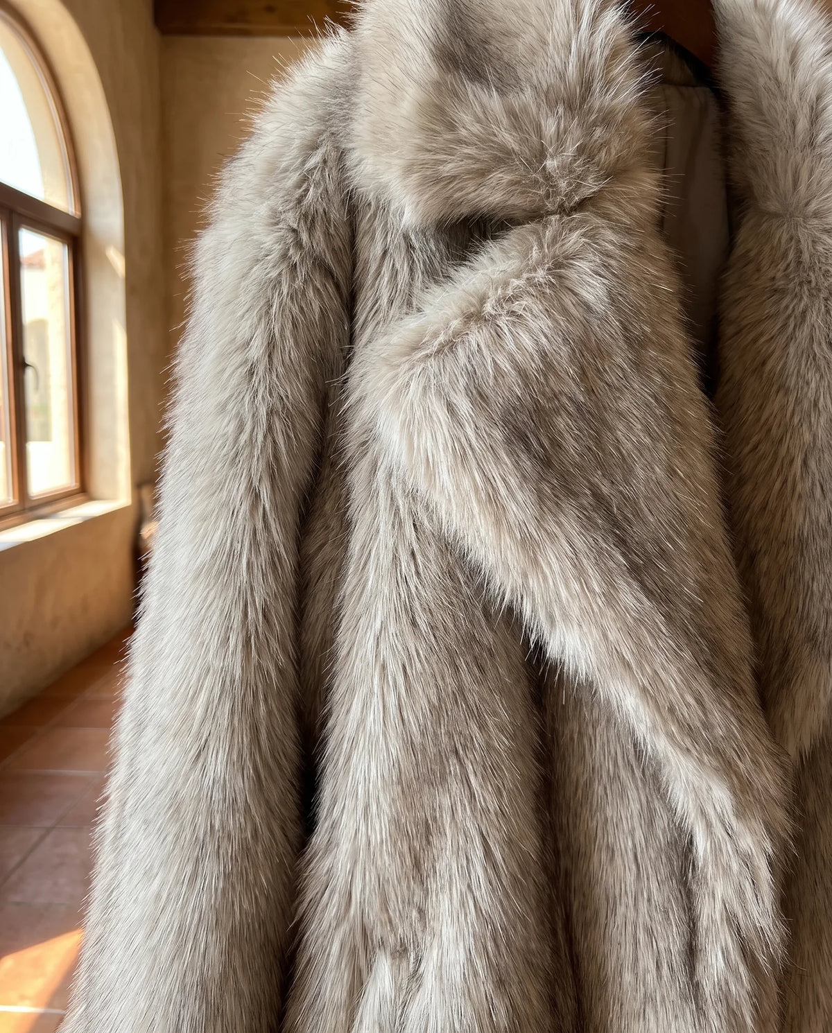 Fleur Plush Fluffy Winter Coat for Women – Taupe