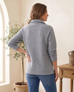 Quarter Zip Sweater for Women - Ribbed Knit Stand Collar Pullover - Grey | Auburn Row