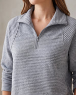 Quarter Zip Sweater for Women - Ribbed Knit Stand Collar Pullover - Grey | Auburn Row