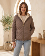 Freya Quilted Puffer Jacket for Women – Taupe