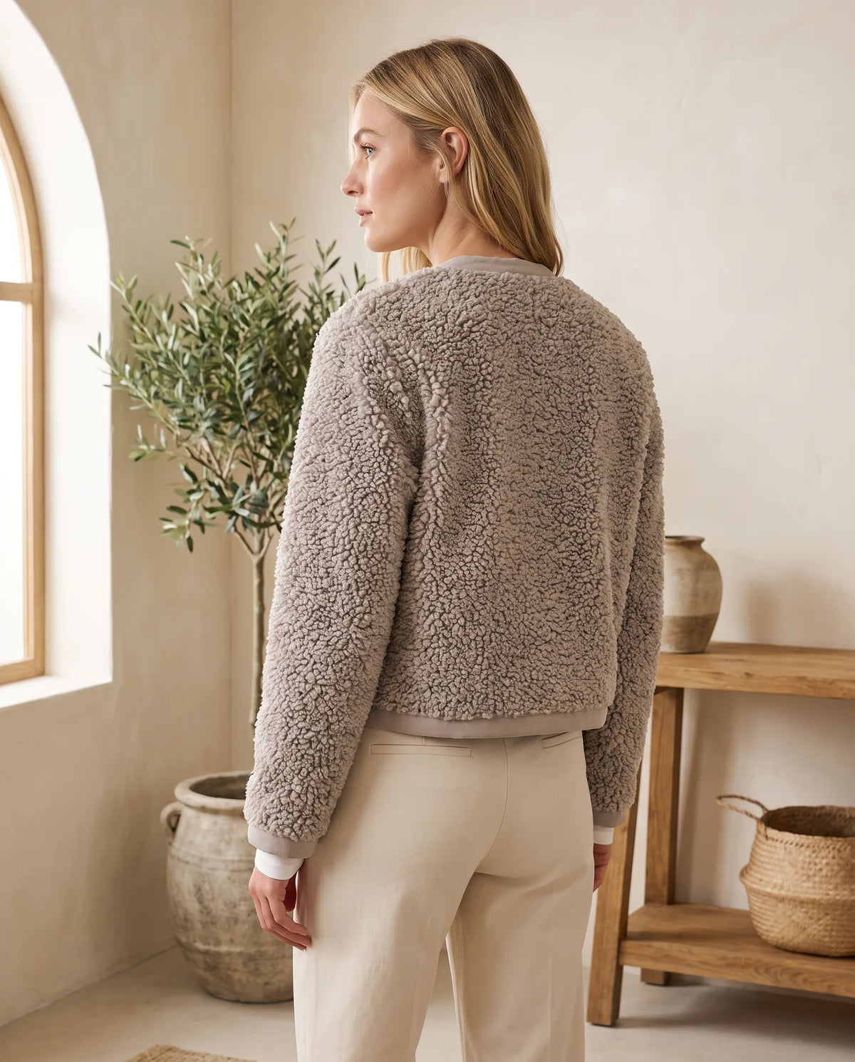 Willa Teddy Jacket for Women – Light Taupe