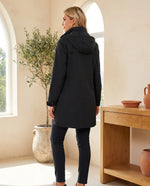 Harlow Hooded Slim Fit Trench Coat for Women – Black