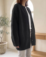 Wren Oversized Cardigan for Women - Fluffy Knit Snap Button Front - Black | Auburn Row
