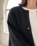 Wren Oversized Cardigan for Women - Fluffy Knit Snap Button Front - Black | Auburn Row