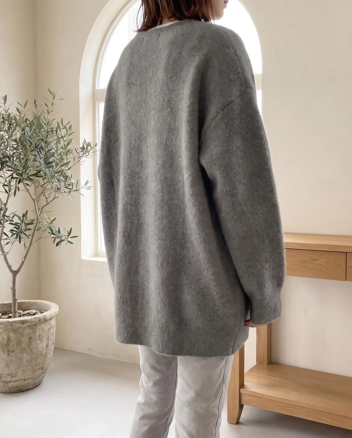 Wren Oversized Cardigan for Women - Fluffy Knit Snap Button Front - Grey | Auburn Row