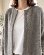 Wren Oversized Cardigan for Women - Fluffy Knit Snap Button Front - Grey | Auburn Row