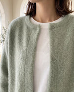 Wren Oversized Cardigan for Women - Fluffy Knit Snap Button Front - Sage Green