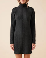 Ada Sweater Dress for Women - Ribbed Turtleneck Mini Long Sleeve