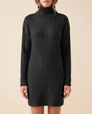 Ada Sweater Dress for Women - Ribbed Turtleneck Mini Long Sleeve
