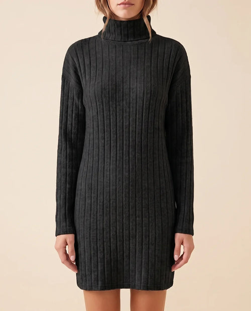 Ada Sweater Dress for Women - Ribbed Turtleneck Mini Long Sleeve