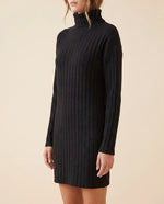 Ada Sweater Dress for Women - Ribbed Turtleneck Mini Long Sleeve