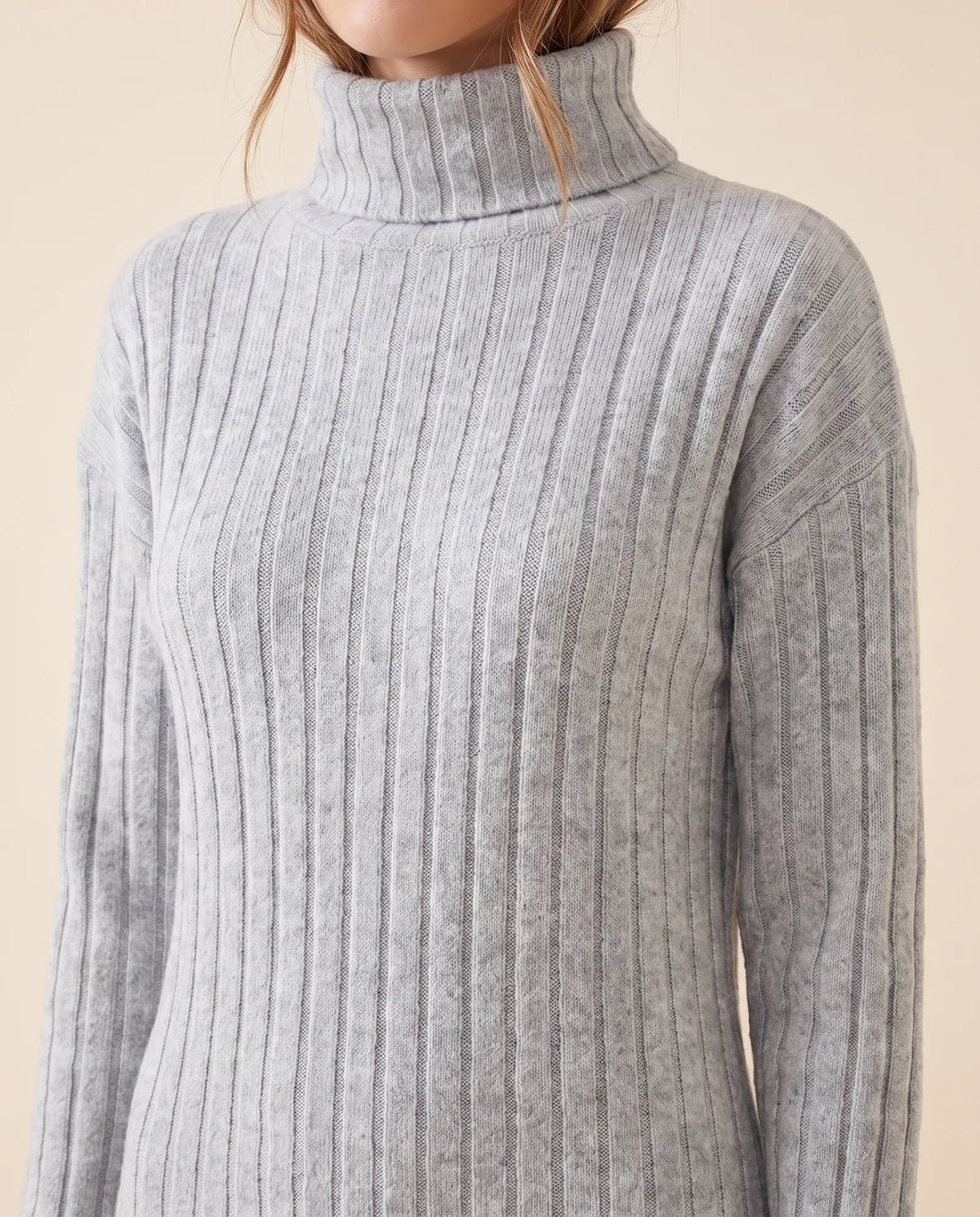 Ada Sweater Dress for Women - Ribbed Turtleneck Mini Long Sleeve