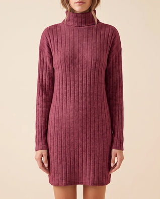 Ada Sweater Dress for Women - Ribbed Turtleneck Mini Long Sleeve