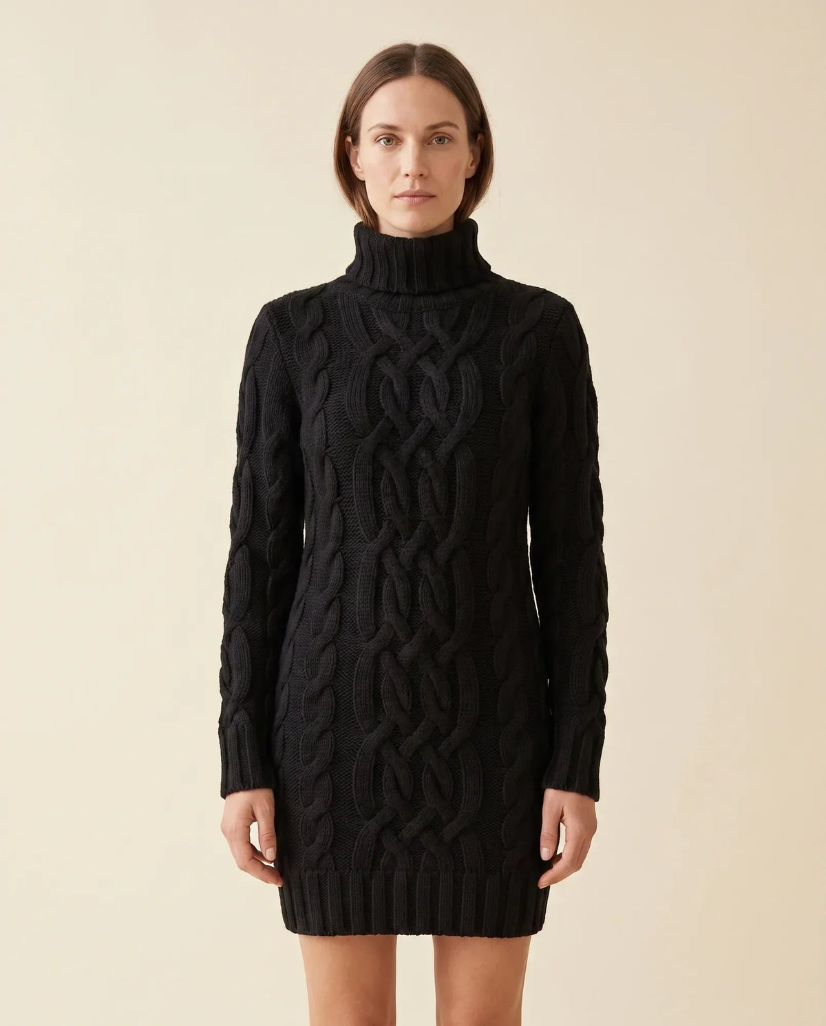 Cecily Sweater Dress for Women - Cable Knit Turtleneck Long Sleeve