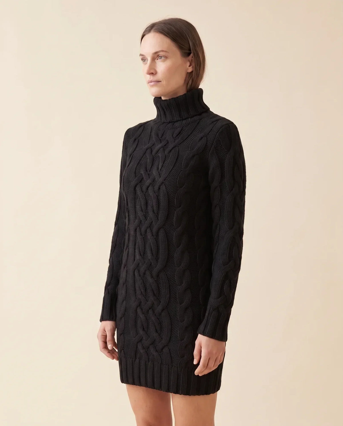 Cecily Sweater Dress for Women - Cable Knit Turtleneck Long Sleeve