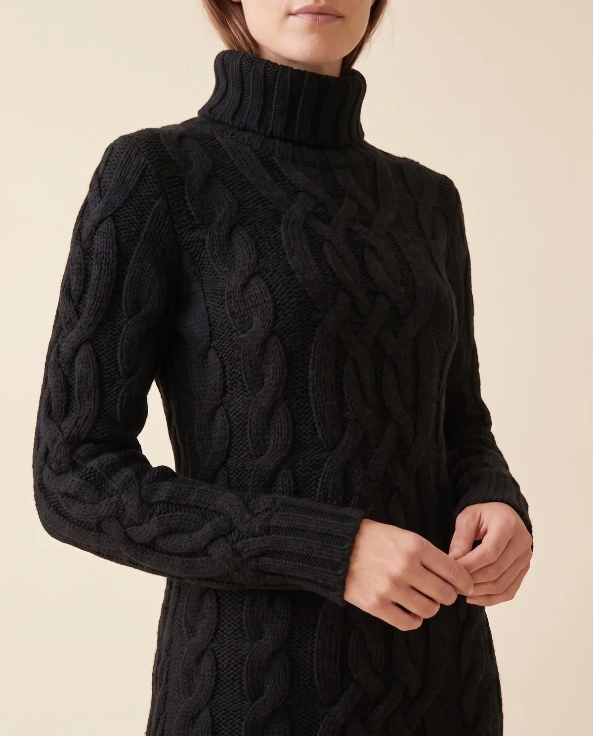 Cecily Sweater Dress for Women - Cable Knit Turtleneck Long Sleeve