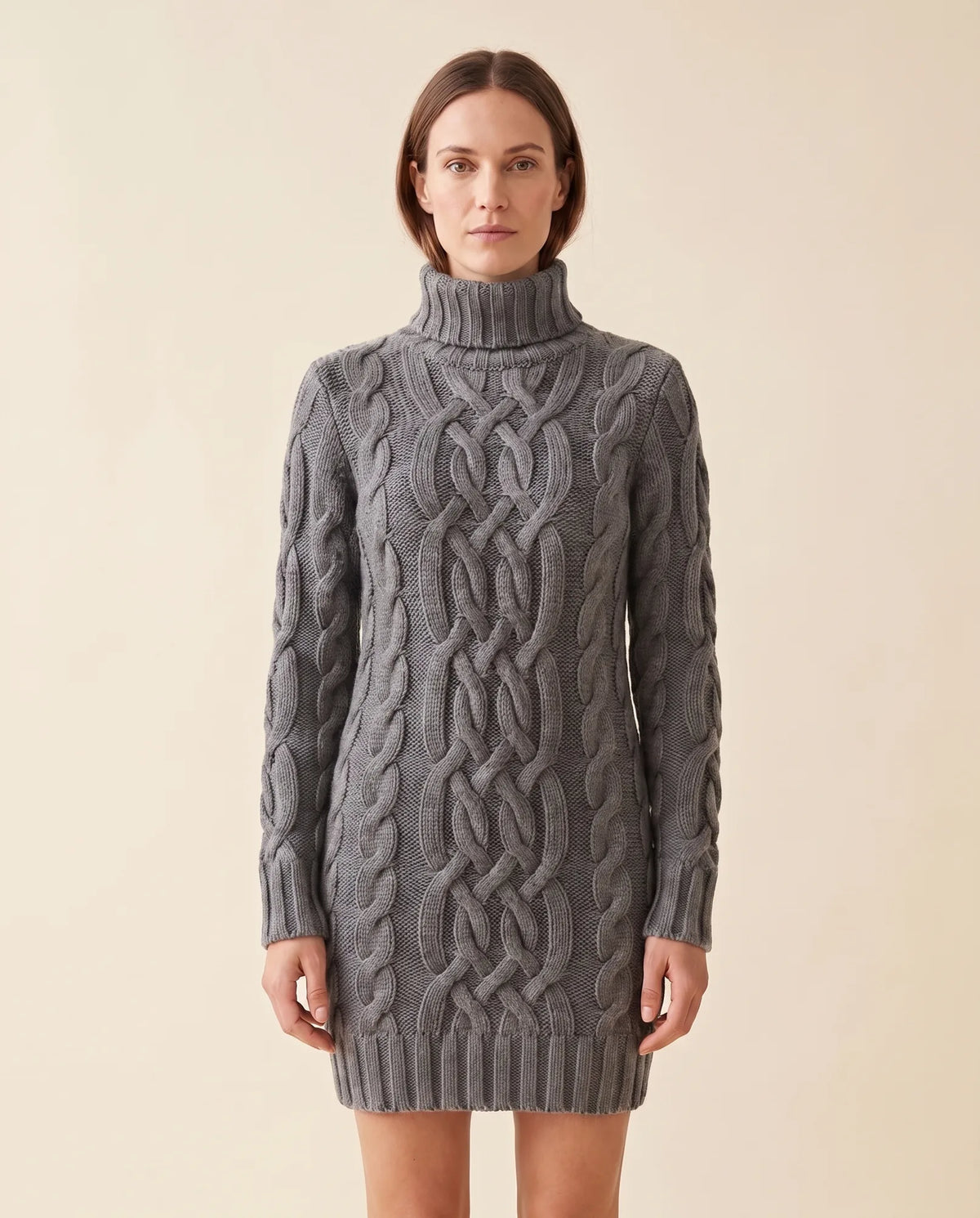 Cecily Sweater Dress for Women - Cable Knit Turtleneck Long Sleeve